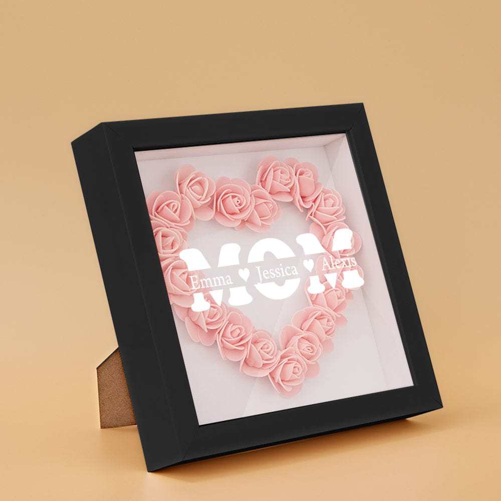 Boîte D'ombre De Fleur Personnalisée Nom Personnalisé Cadeau De Cadre De Fleur D'ombre De Fleur Pour La Maman - votrecollierprenomfr