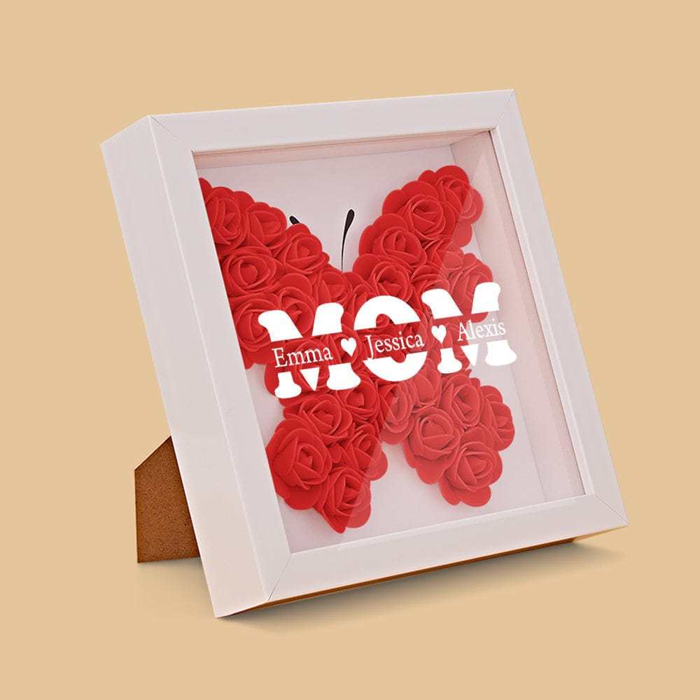 Boîte D'ombre De Fleur Personnalisée Nom Personnalisé Cadeau De Cadre De Fleur D'ombre De Fleur Pour La Maman - votrecollierprenomfr