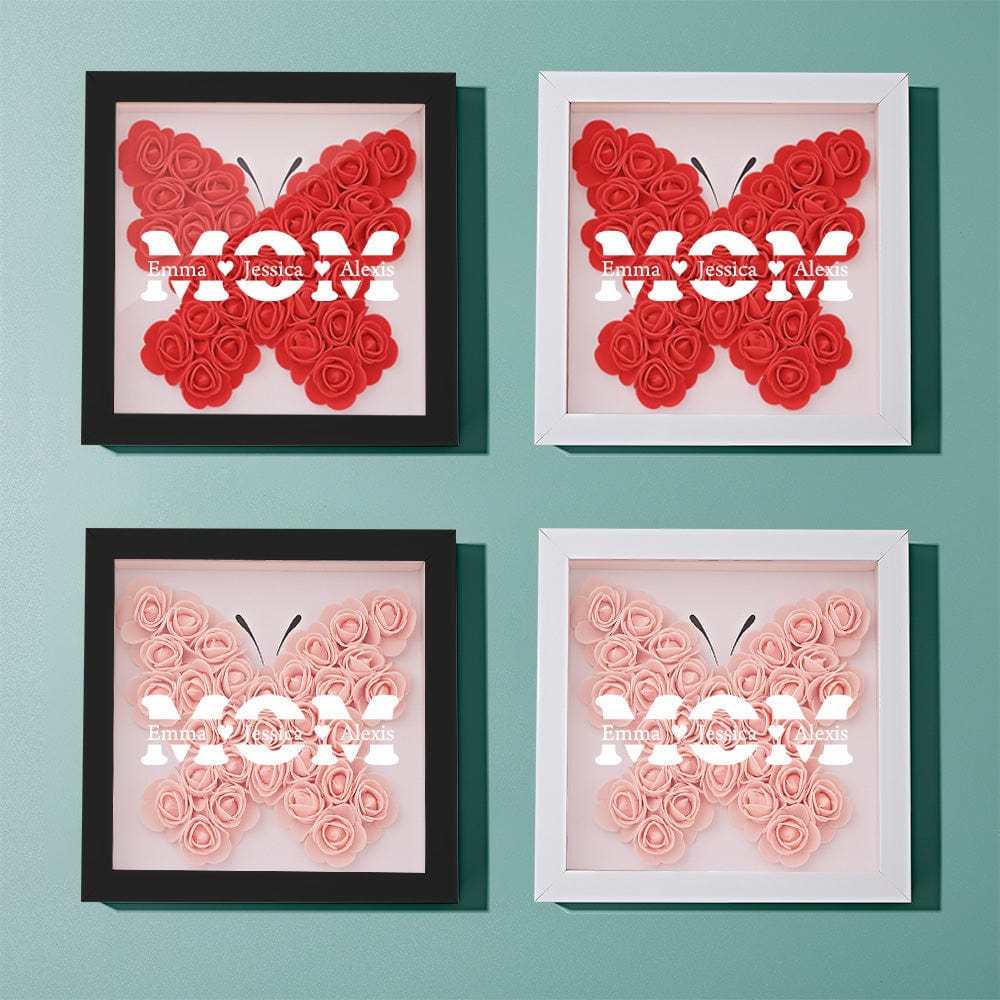 Boîte D'ombre De Fleur Personnalisée Nom Personnalisé Cadeau De Cadre De Fleur D'ombre De Fleur Pour La Maman - votrecollierprenomfr