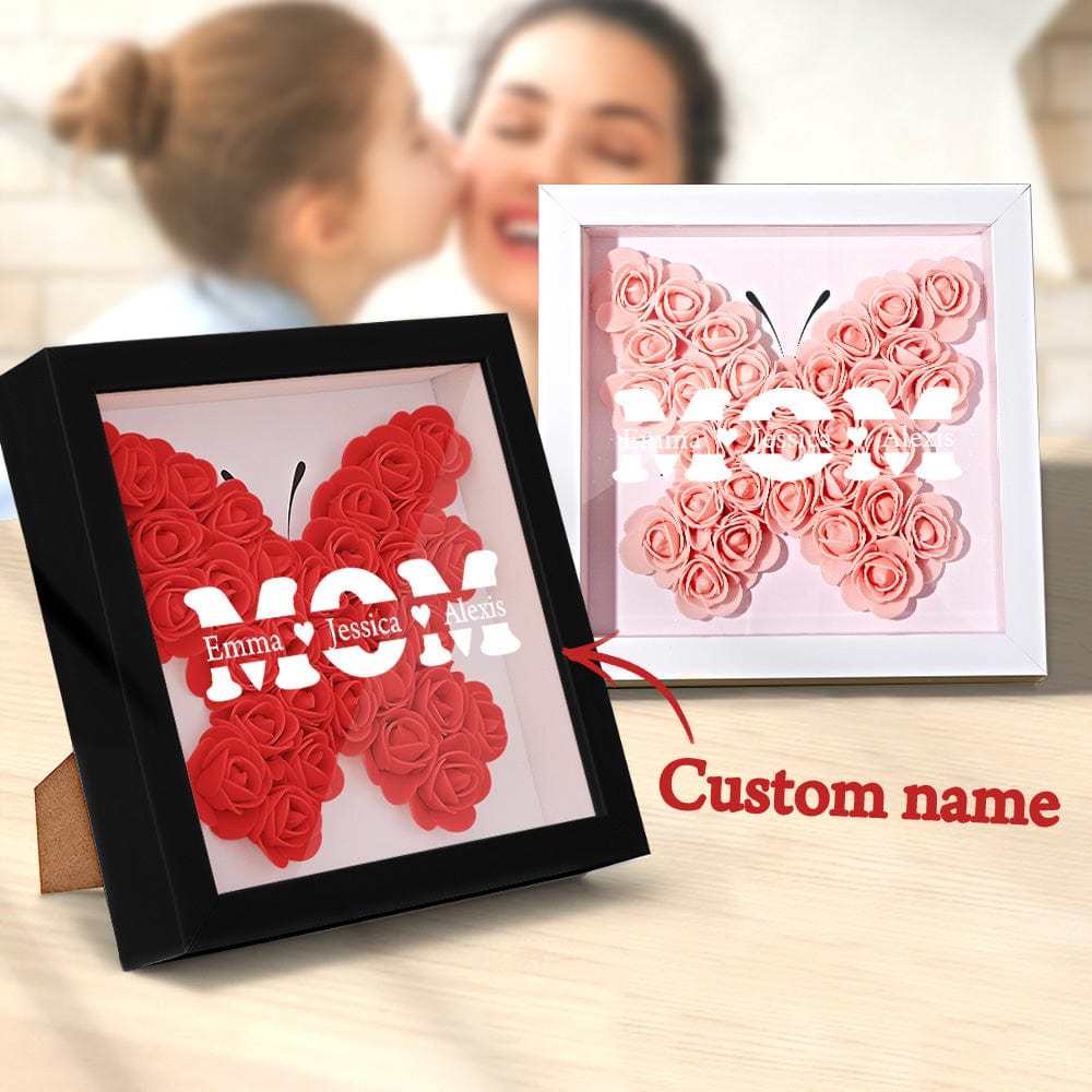 Boîte D'ombre De Fleur Personnalisée Nom Personnalisé Cadeau De Cadre De Fleur D'ombre De Fleur Pour La Maman - votrecollierprenomfr