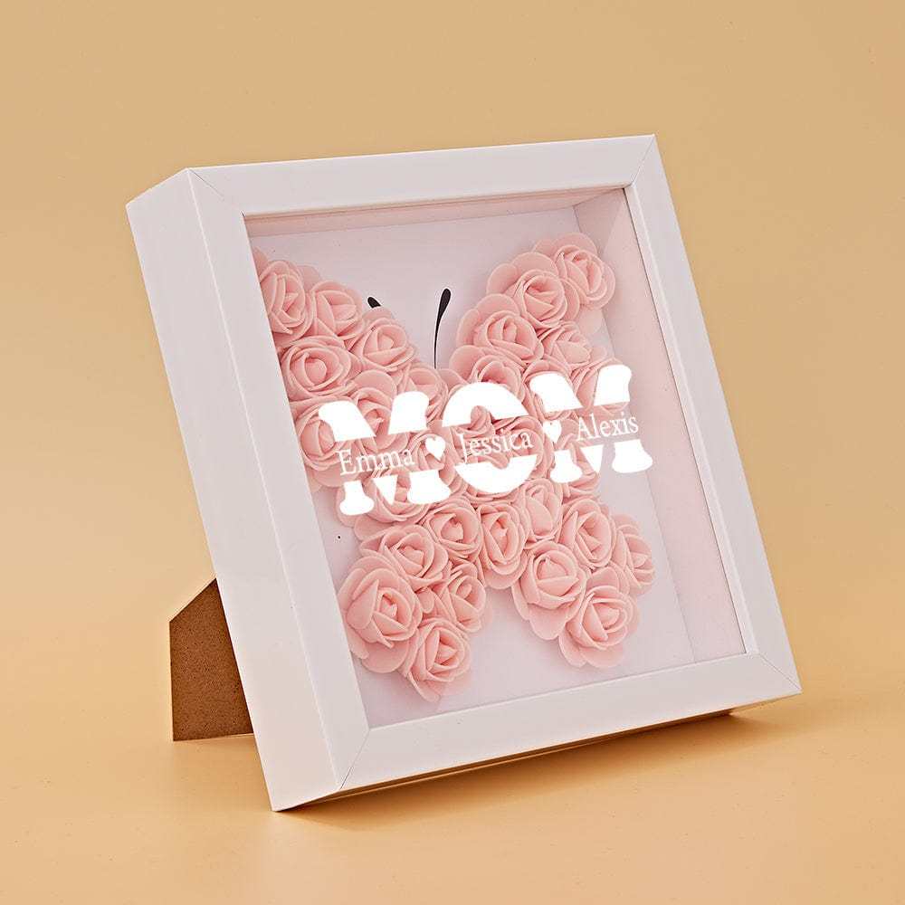 Boîte D'ombre De Fleur Personnalisée Nom Personnalisé Cadeau De Cadre De Fleur D'ombre De Fleur Pour La Maman - votrecollierprenomfr