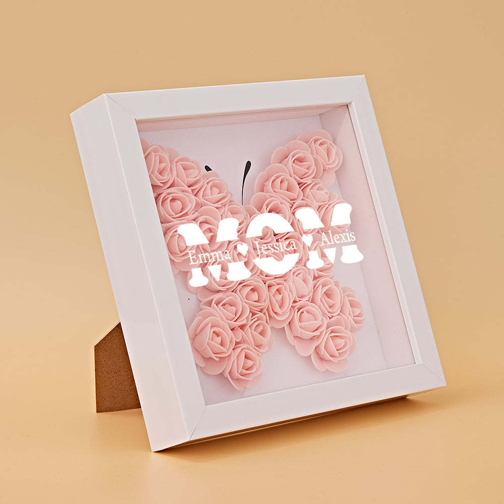 Boîte D'ombre De Fleur Personnalisée Nom Personnalisé Cadeau De Cadre De Fleur D'ombre De Fleur - votrecollierprenomfr