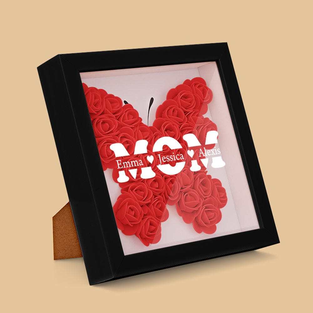 Boîte D'ombre De Fleur Personnalisée Nom Personnalisé Cadeau De Cadre De Fleur D'ombre De Fleur Pour La Maman - votrecollierprenomfr