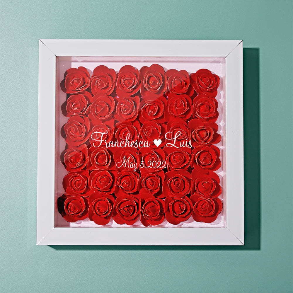 Boîte D'ombre De Fleur Personnalisée Nom Personnalisé Cadeau De Cadre De Fleur D'ombre De Fleur - votrecollierprenomfr