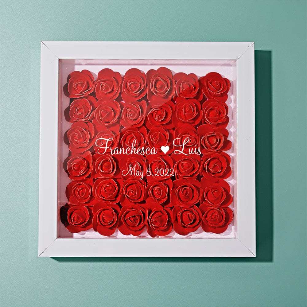 Boîte D'ombre De Fleur Personnalisée Nom Personnalisé Cadeau De Cadre De Fleur D'ombre De Fleur Pour La Maman - votrecollierprenomfr
