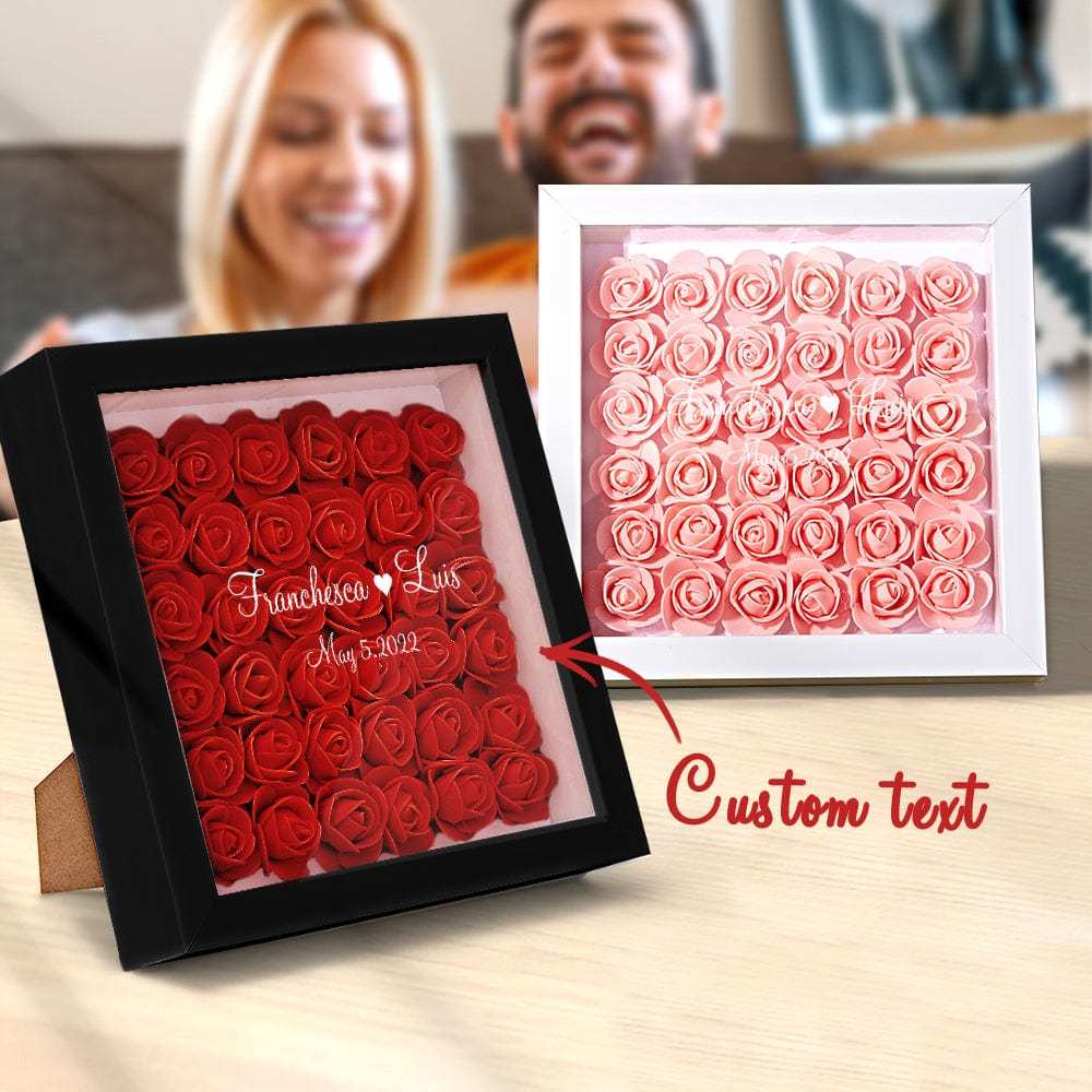 Boîte D'ombre De Fleur Personnalisée Nom Personnalisé Cadeau De Cadre De Fleur D'ombre De Fleur Pour La Maman - votrecollierprenomfr
