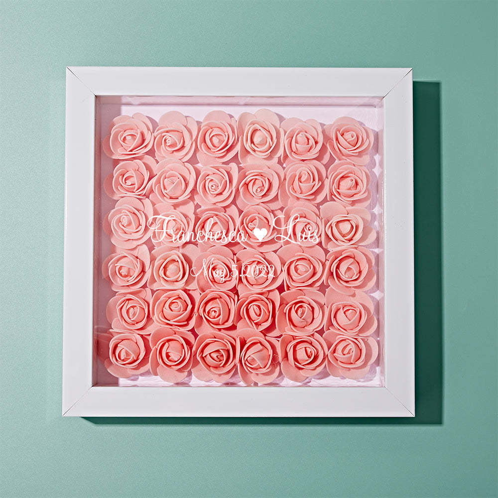Boîte D'ombre De Fleur Personnalisée Nom Personnalisé Cadeau De Cadre De Fleur D'ombre De Fleur - votrecollierprenomfr