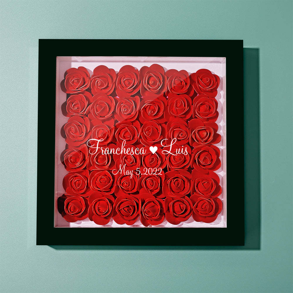 Boîte D'ombre De Fleur Personnalisée Nom Personnalisé Cadeau De Cadre De Fleur D'ombre De Fleur - votrecollierprenomfr