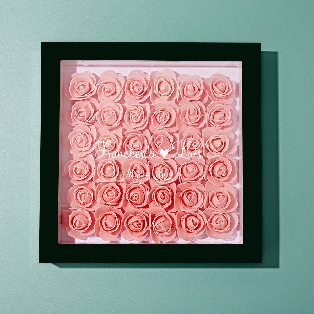 Boîte D'ombre De Fleur Personnalisée Nom Personnalisé Cadeau De Cadre De Fleur D'ombre De Fleur - votrecollierprenomfr