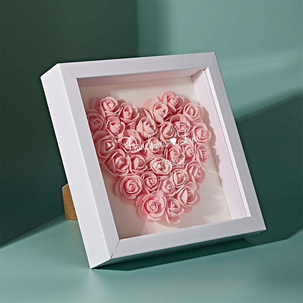 Boîte D'ombre De Fleur Personnalisée Nom Personnalisé Cadeau De Cadre De Fleur D'ombre De Fleur - votrecollierprenomfr