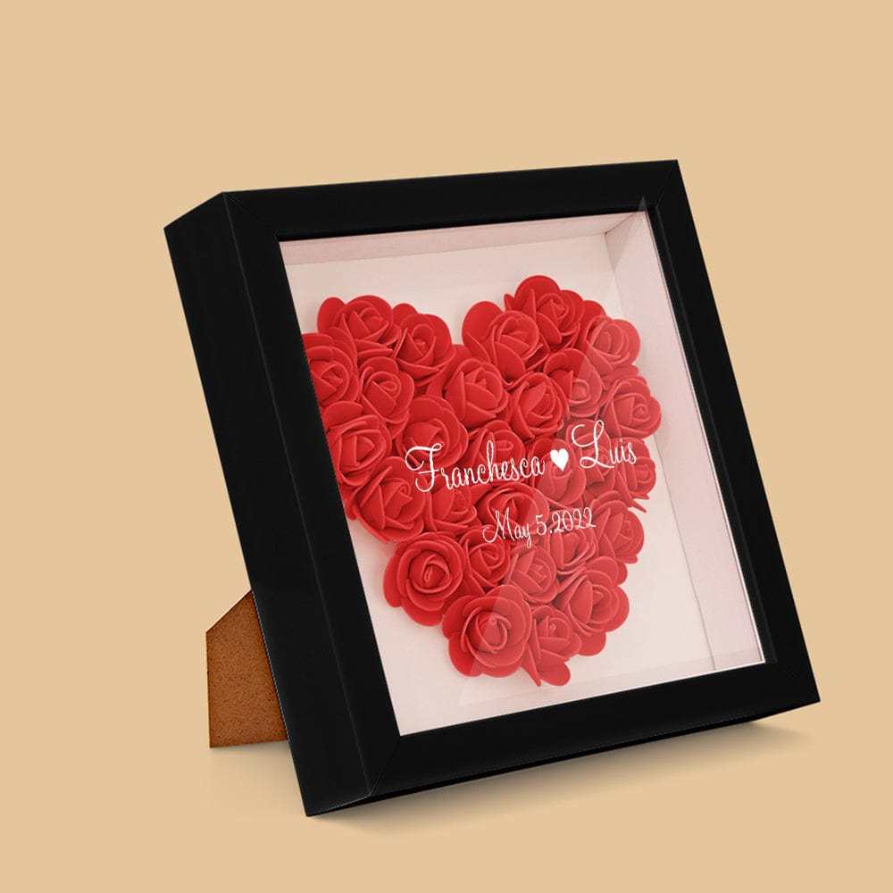 Boîte D'ombre De Fleur Personnalisée Nom Personnalisé Cadeau De Cadre De Fleur D'ombre De Fleur Pour La Maman - votrecollierprenomfr
