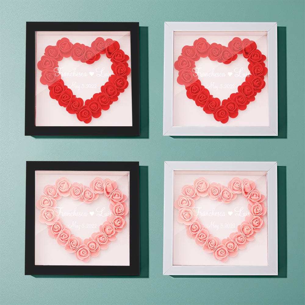 Boîte D'ombre De Fleur Personnalisée Nom Personnalisé Cadeau De Cadre De Fleur D'ombre De Fleur Pour La Maman - votrecollierprenomfr