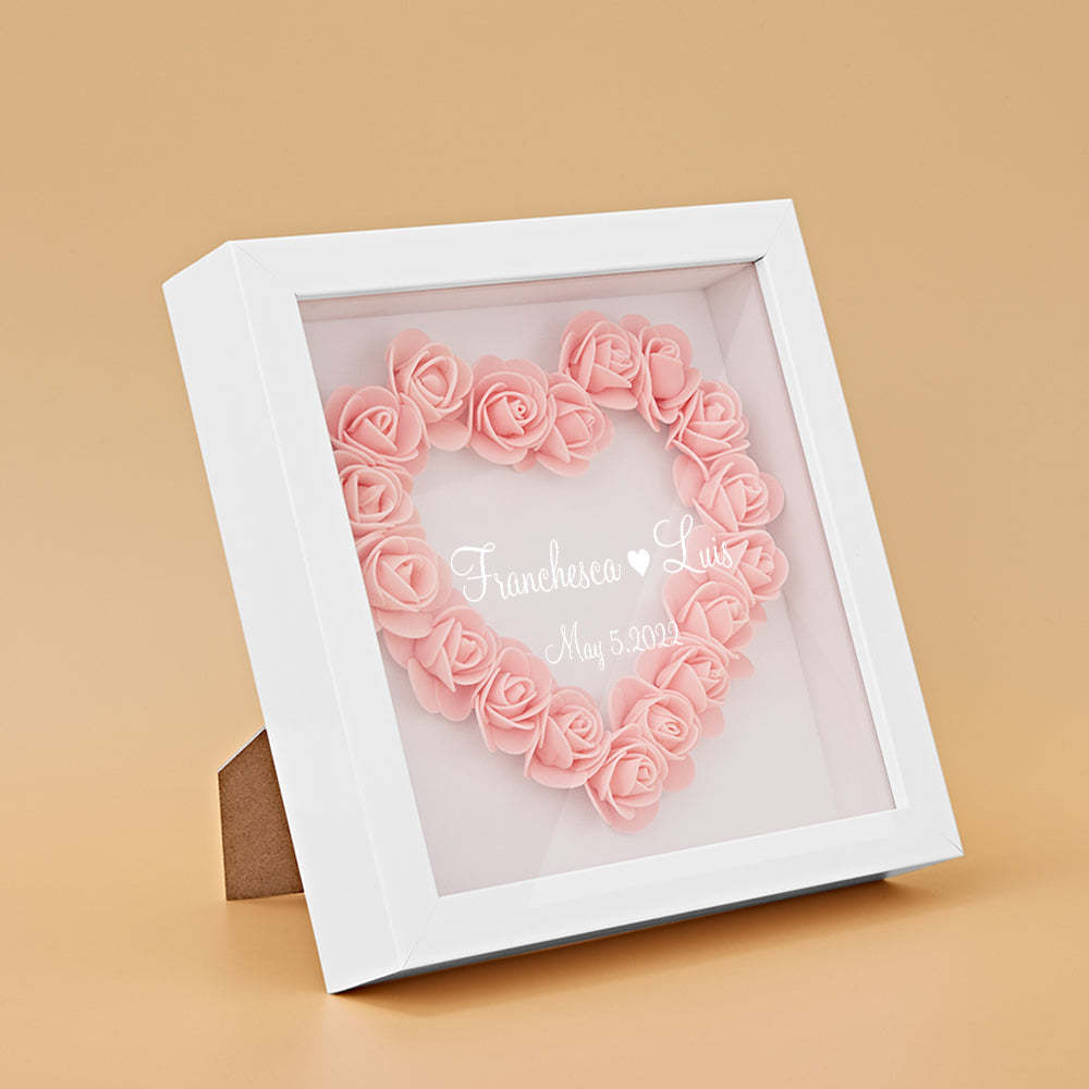 Boîte D'ombre De Fleur Personnalisée Nom Personnalisé Cadeau De Cadre De Fleur D'ombre De Fleur - votrecollierprenomfr