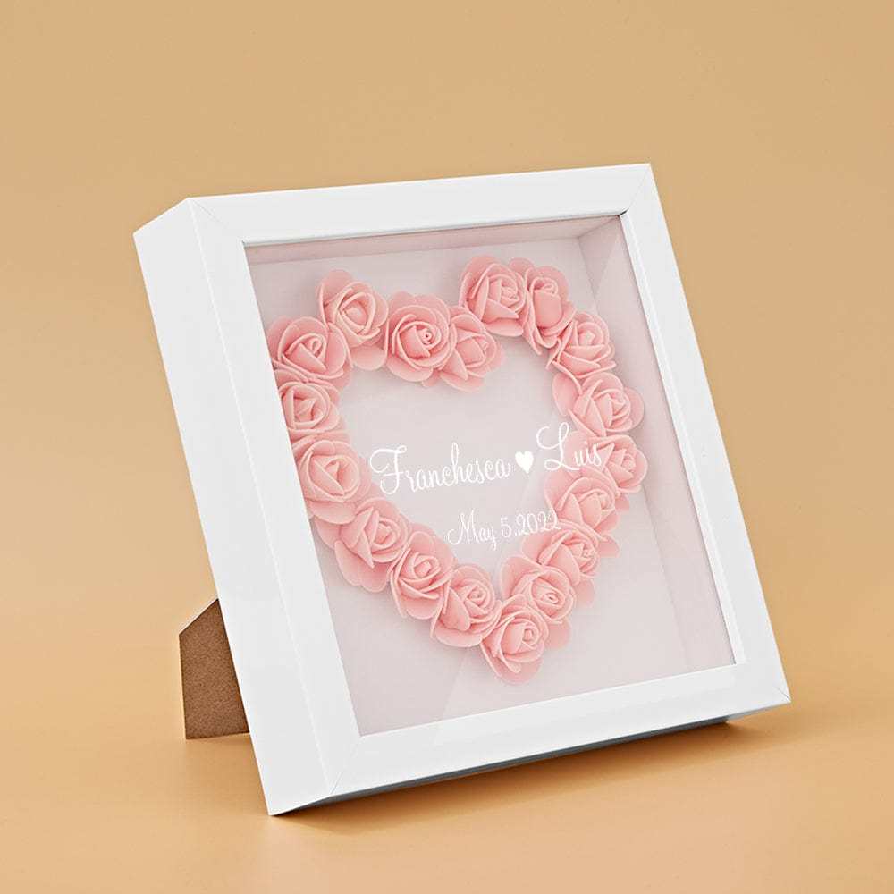 Boîte D'ombre De Fleur Personnalisée Nom Personnalisé Cadeau De Cadre De Fleur D'ombre De Fleur Pour La Maman - votrecollierprenomfr