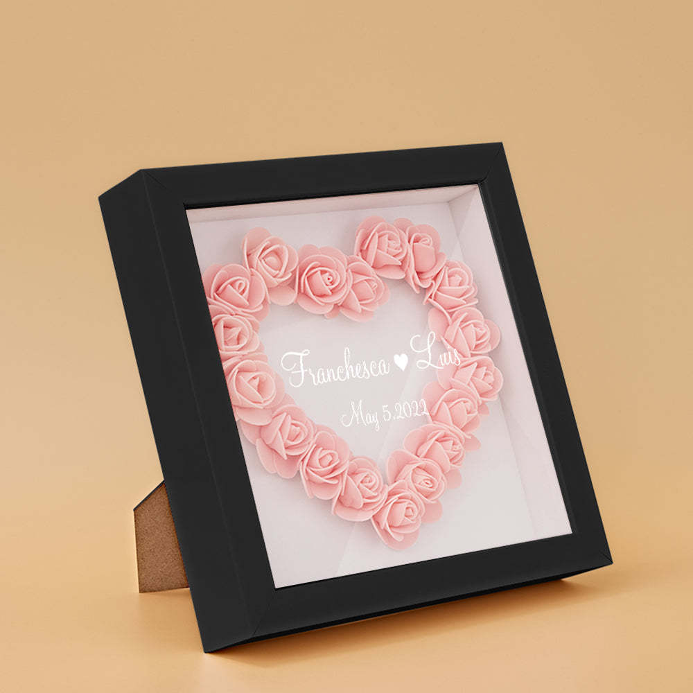 Boîte D'ombre De Fleur Personnalisée Nom Personnalisé Cadeau De Cadre De Fleur D'ombre De Fleur - votrecollierprenomfr