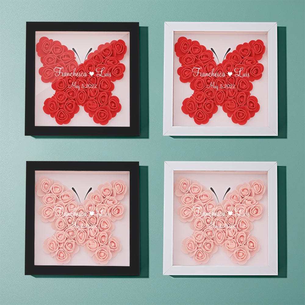 Boîte D'ombre De Fleur Personnalisée Nom Personnalisé Cadeau De Cadre De Fleur D'ombre De Fleur Pour La Maman - votrecollierprenomfr
