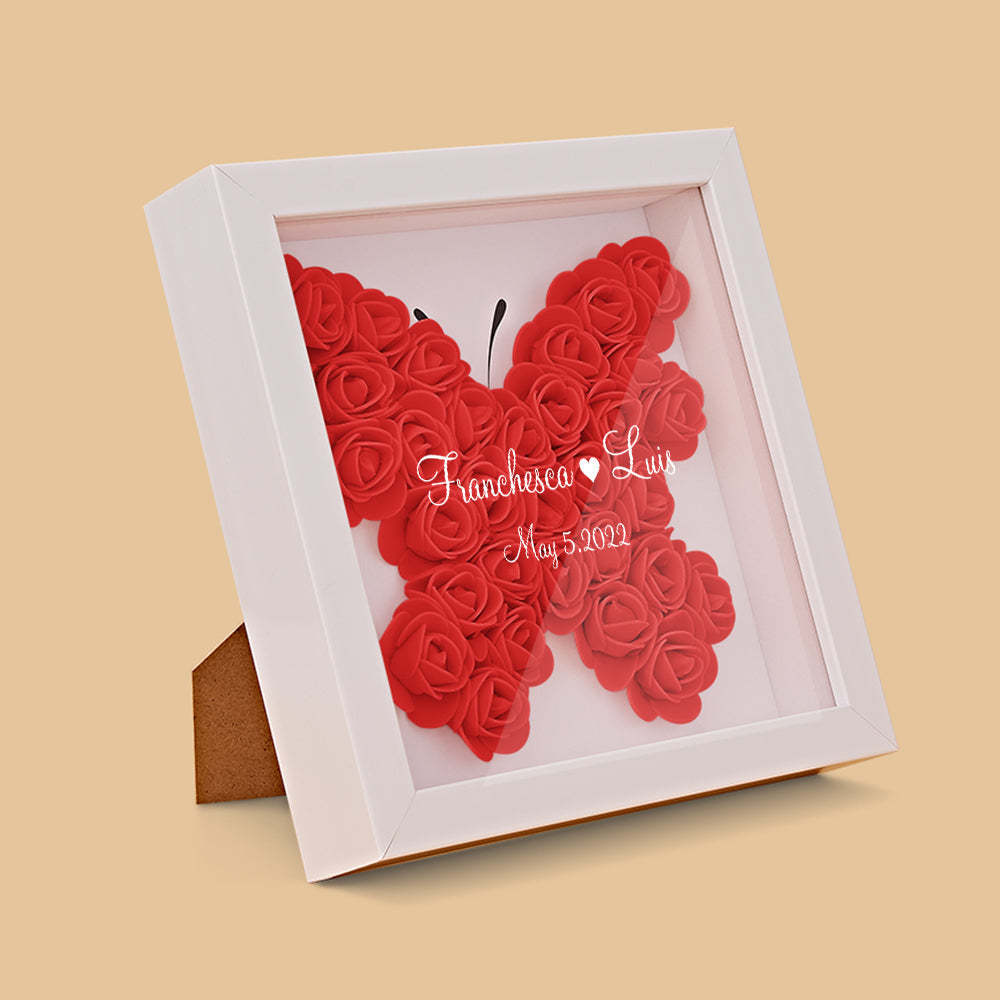 Boîte D'ombre De Fleur Personnalisée Nom Personnalisé Cadeau De Cadre De Fleur D'ombre De Fleur - votrecollierprenomfr