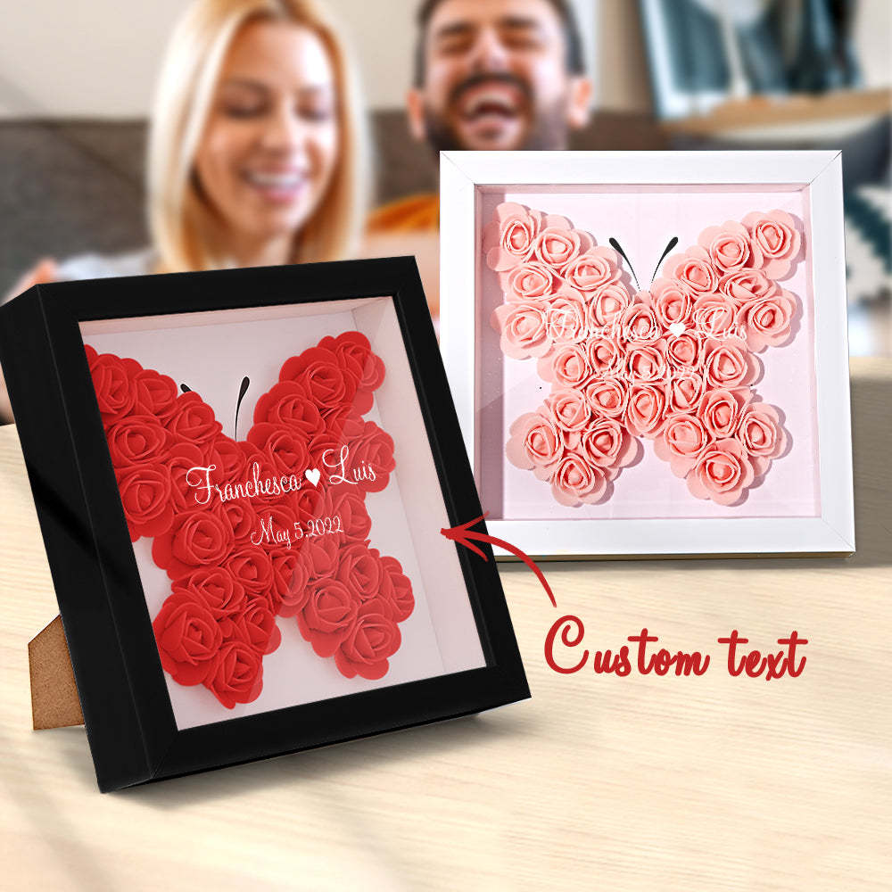 Boîte D'ombre De Fleur Personnalisée Nom Personnalisé Cadeau De Cadre De Fleur D'ombre De Fleur - votrecollierprenomfr