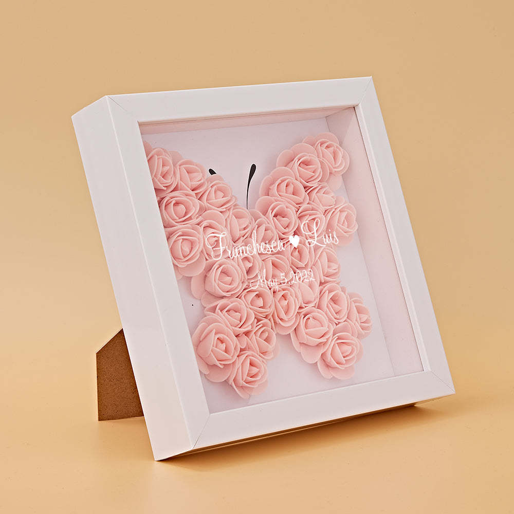 Boîte D'ombre De Fleur Personnalisée Nom Personnalisé Cadeau De Cadre De Fleur D'ombre De Fleur - votrecollierprenomfr