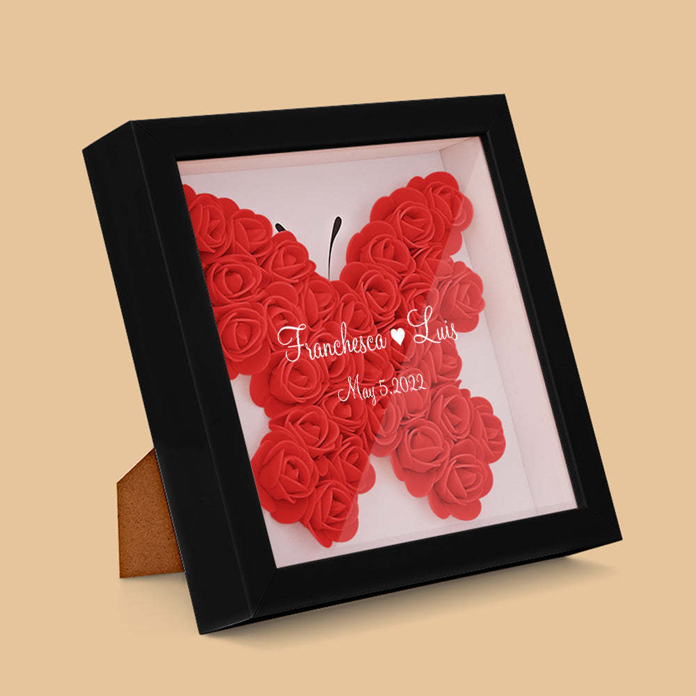 Boîte D'ombre De Fleur Personnalisée Nom Personnalisé Cadeau De Cadre De Fleur D'ombre De Fleur - votrecollierprenomfr
