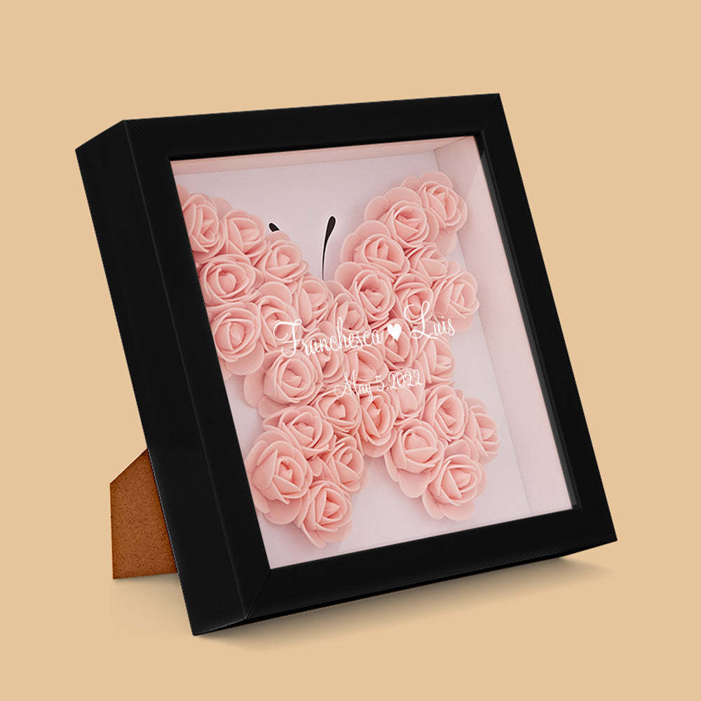 Boîte D'ombre De Fleur Personnalisée Nom Personnalisé Cadeau De Cadre De Fleur D'ombre De Fleur - votrecollierprenomfr