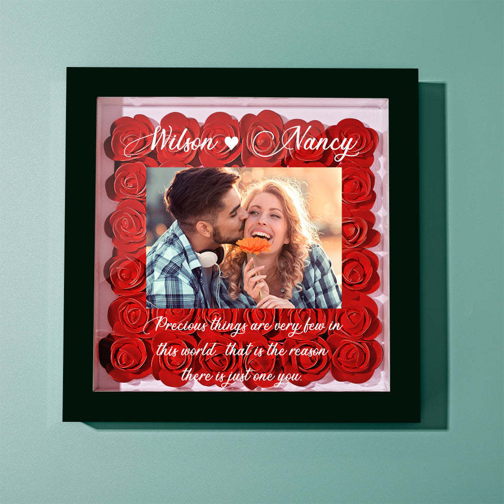 Cadre Photo Personnalisé Fleur Shadowbox Fleur Personnalisé Cadre Shadowbox Cadeau - votrecollierprenomfr