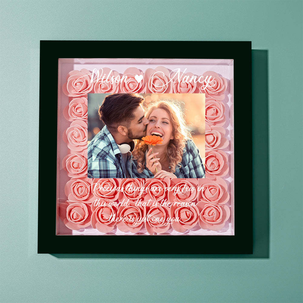 Cadre Photo Personnalisé Fleur Shadowbox Fleur Personnalisé Cadre Shadowbox Cadeau - votrecollierprenomfr