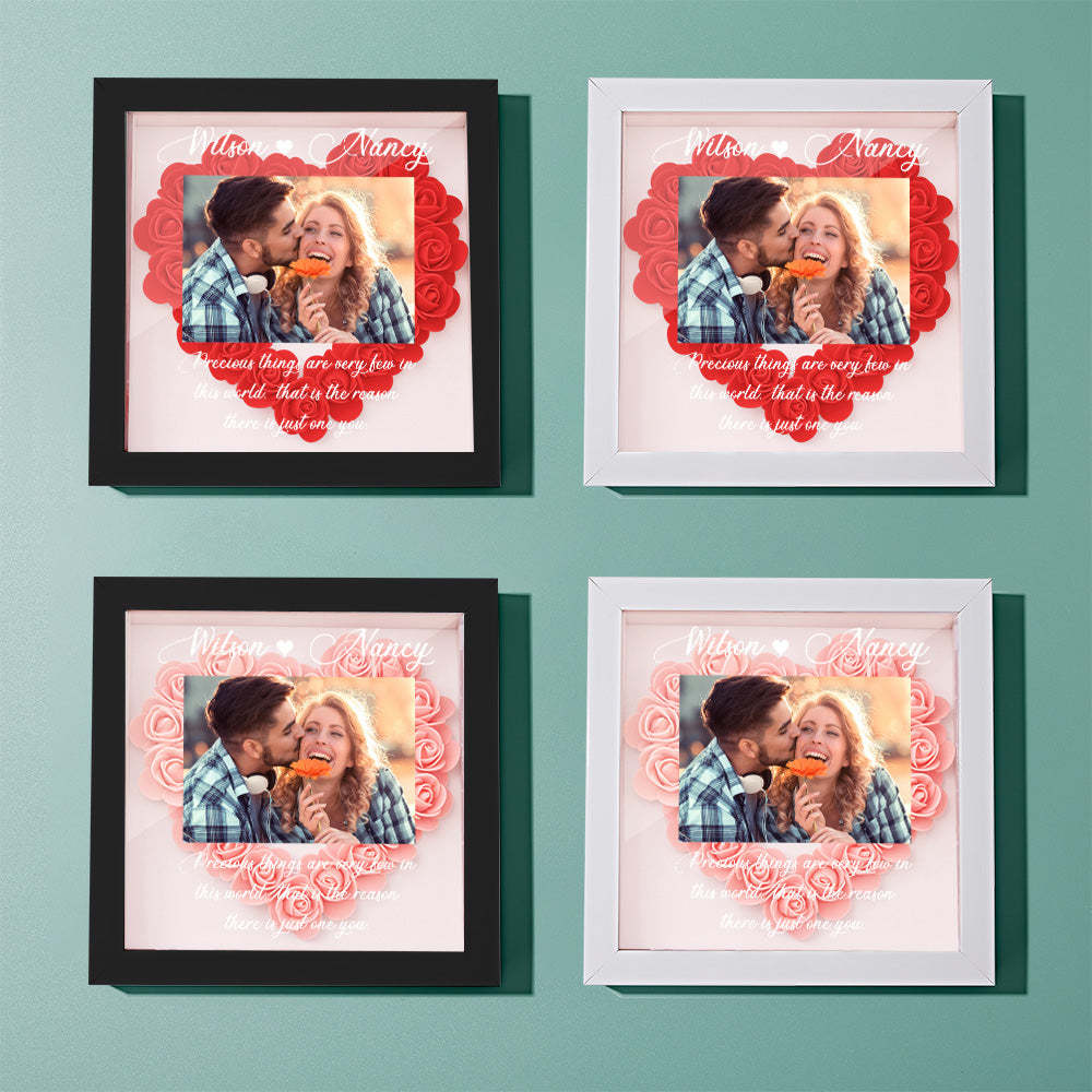 Cadre Photo Personnalisé Fleur Shadowbox Fleur Personnalisé Cadre Shadowbox Cadeau - votrecollierprenomfr