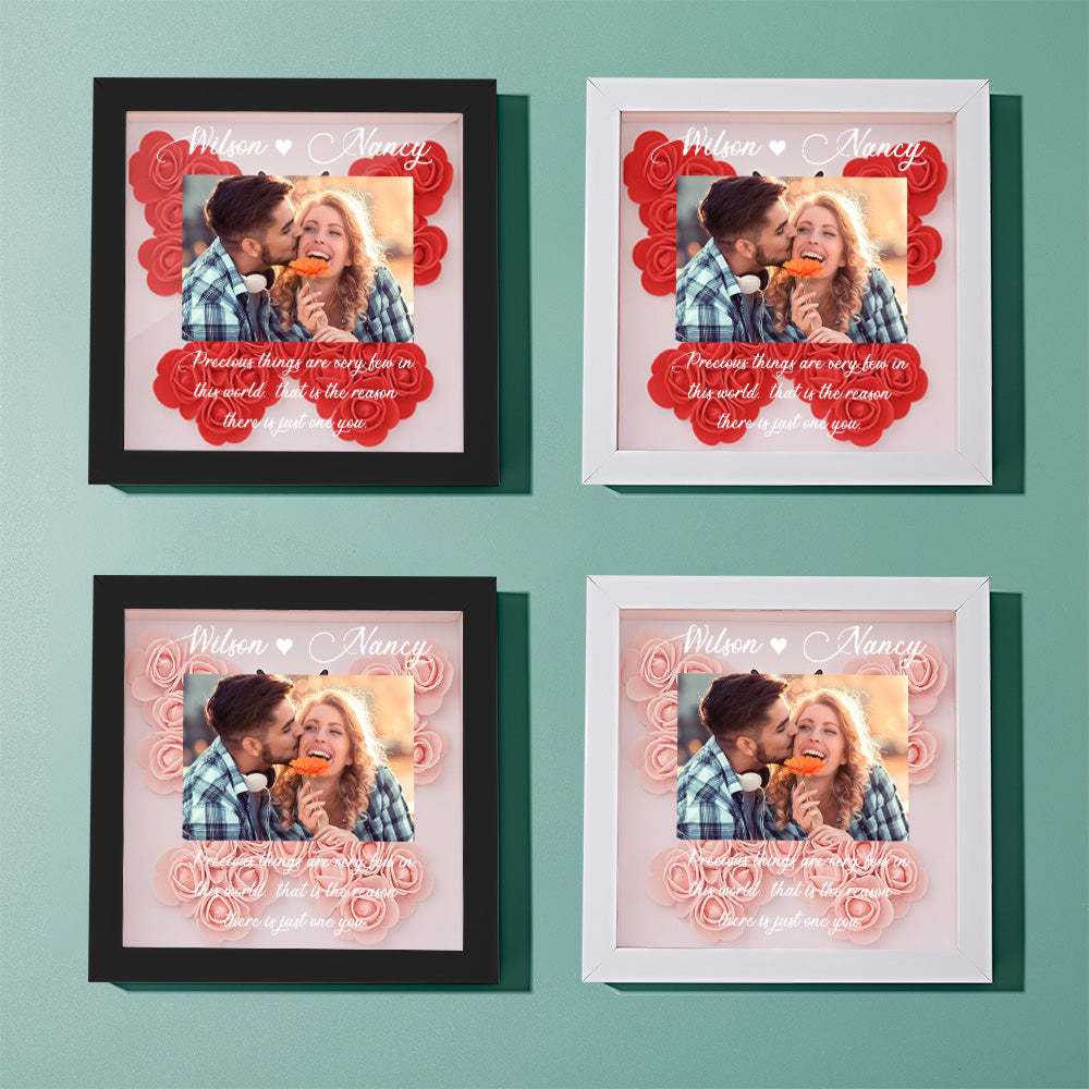 Cadre Photo Personnalisé Fleur Shadowbox Fleur Personnalisé Cadre Shadowbox Cadeau - votrecollierprenomfr