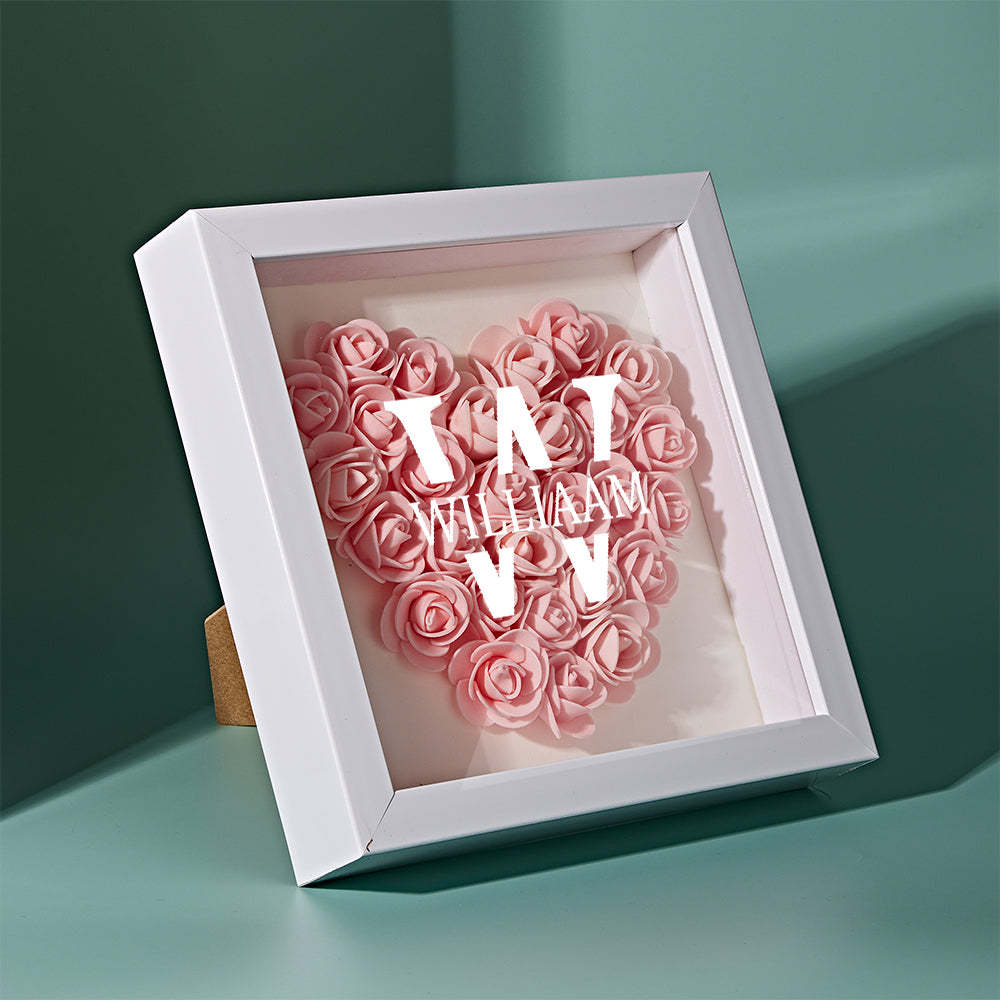 Boîte D'ombre De Fleur De Nom Personnalisé Cadeau De Cadre De Fleur D'ombre De Fleur Personnalisé - votrecollierprenomfr