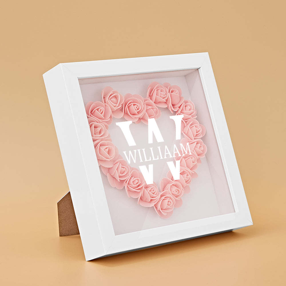 Boîte D'ombre De Fleur De Nom Personnalisé Cadeau De Cadre De Fleur D'ombre De Fleur Personnalisé - votrecollierprenomfr