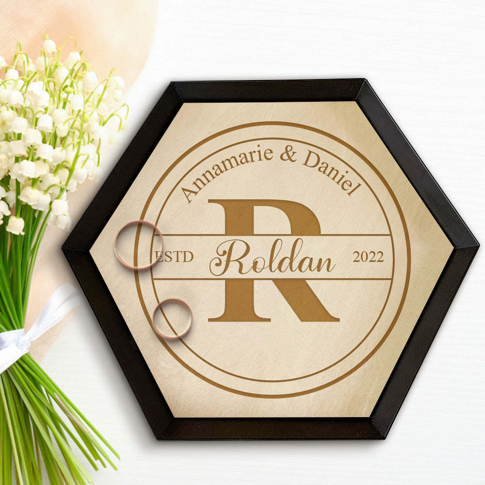 Plateau À Bijoux En Bois Personnalisé Bijoux De Fiançailles Porte-anneau Plat Décor À La Maison Cadeau - votrecollierprenomfr