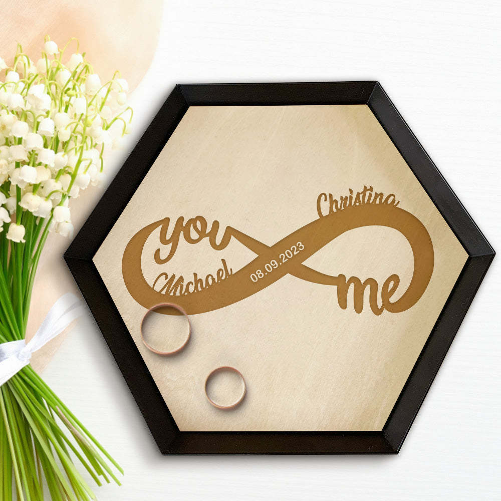 Plateau À Bijoux En Bois Personnalisé Bijoux De Fiançailles Porte-anneau Plat Décor À La Maison Cadeau - votrecollierprenomfr