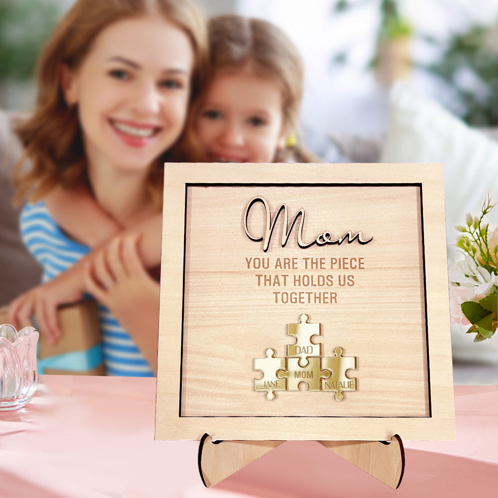 Vous Êtes La Pièce Qui Nous Tient Ensemble Personnalisé Maman Puzzle Plaque Cadeau De Fête Des Mères