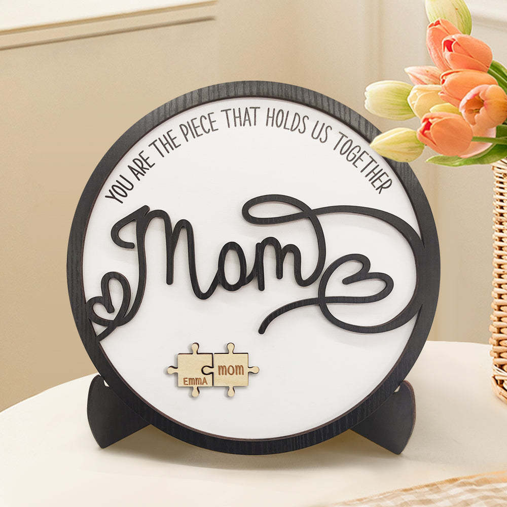 Plaque De Puzzle Ronde Maman Personnalisée Vous Êtes La Pièce Qui Nous Tient Ensemble Cadeau De Fête Des Mères - votrecollierprenomfr