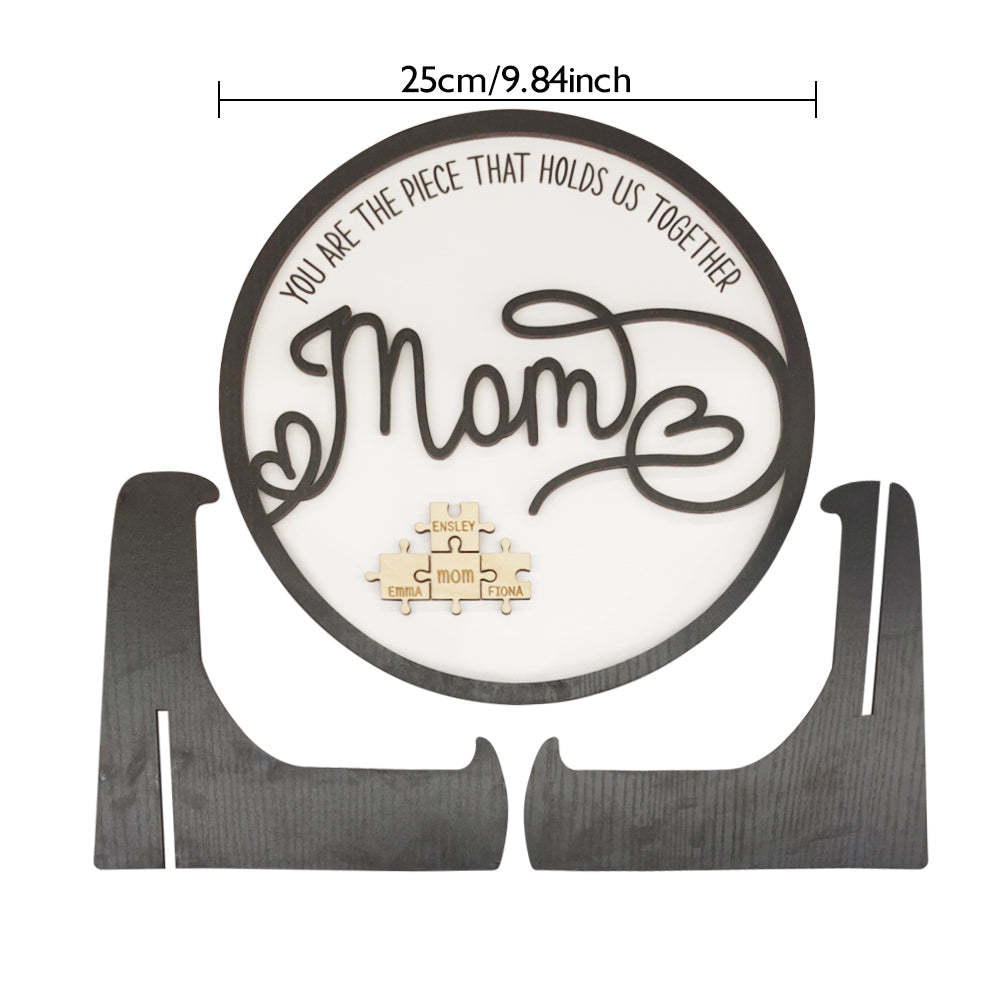 Plaque De Puzzle Ronde Maman Personnalisée Vous Êtes La Pièce Qui Nous Tient Ensemble Cadeau De Fête Des Mères - votrecollierprenomfr