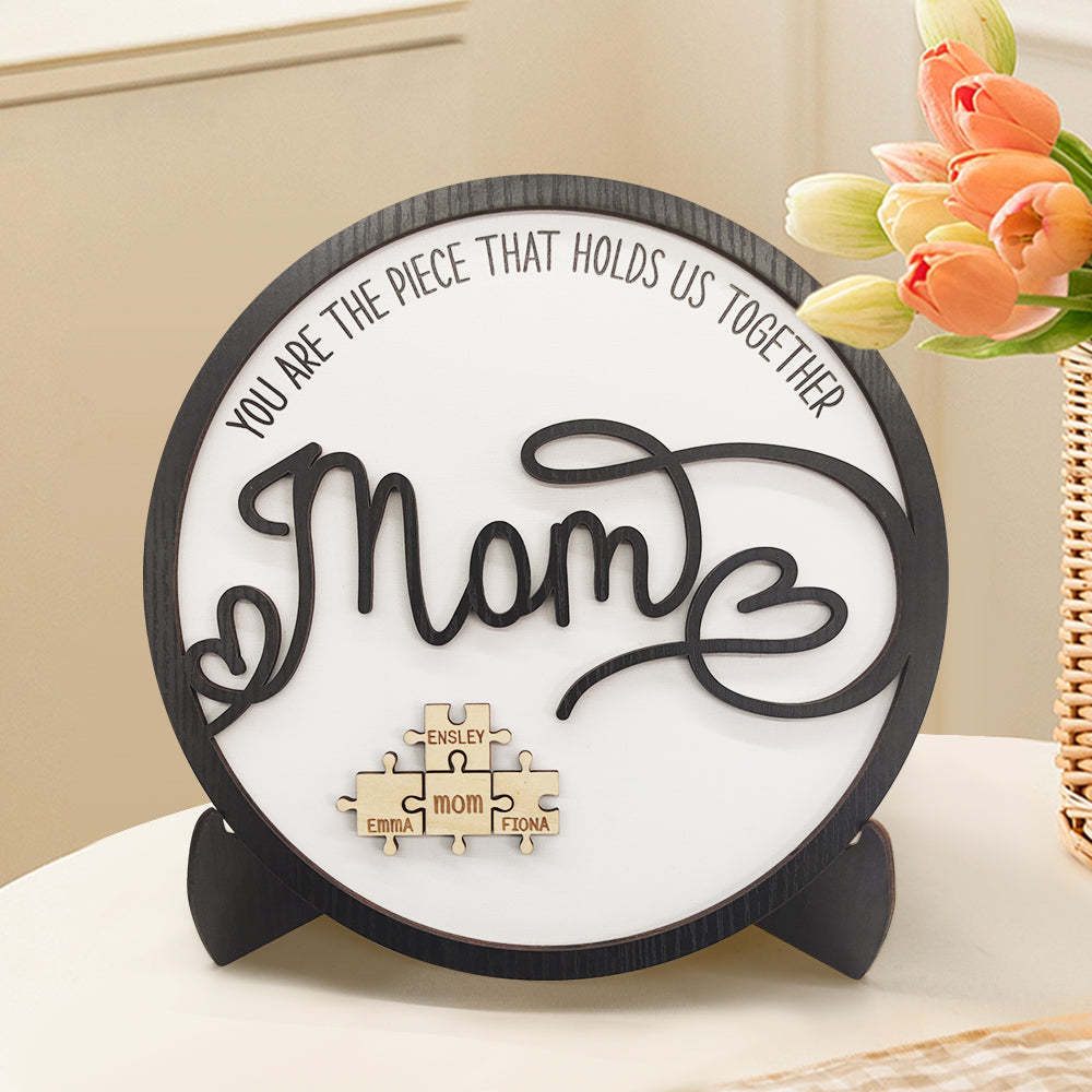 Plaque De Puzzle Ronde Maman Personnalisée Vous Êtes La Pièce Qui Nous Tient Ensemble Cadeau De Fête Des Mères - votrecollierprenomfr