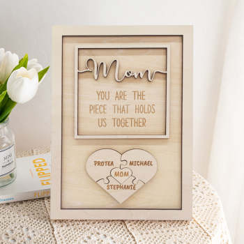 Plaque Puzzle Personnalisée Maman Tu Es La Pièce Qui Nous Tient Ensemble Cadeau De Fête Des Mères - votrecollierprenomfr