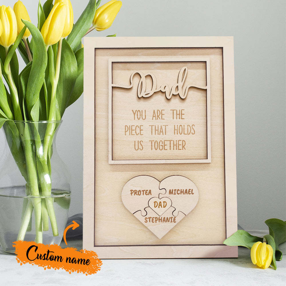 Puzzle Personnalisé Plaque Papa Tu Es La Pièce Qui Nous Tient Ensemble Cadeau De Fête Des Pères - votrecollierprenomfr