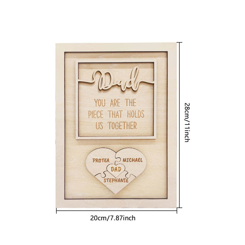 Puzzle Personnalisé Plaque Papa Tu Es La Pièce Qui Nous Tient Ensemble Cadeau De Fête Des Pères - votrecollierprenomfr