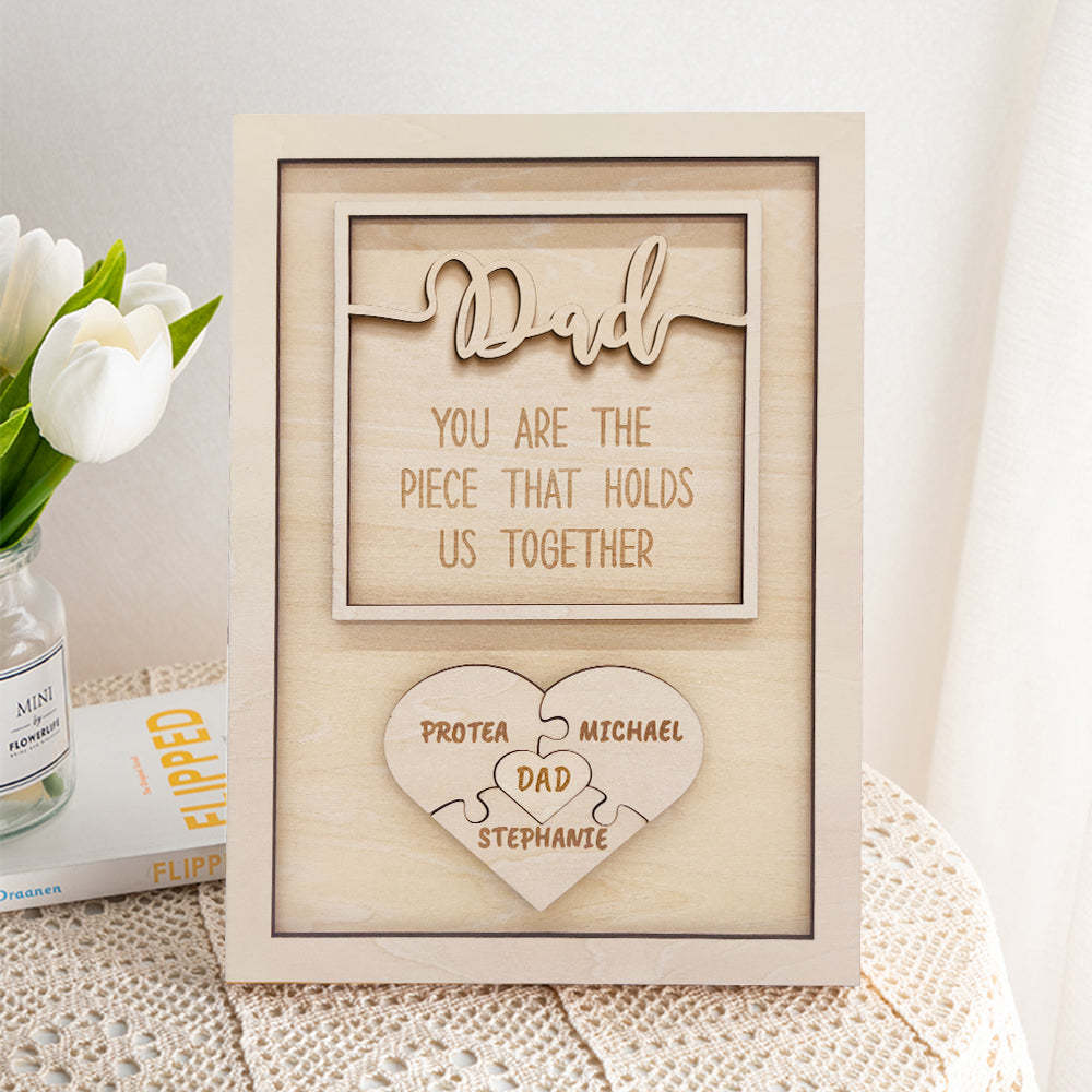Puzzle Personnalisé Plaque Papa Tu Es La Pièce Qui Nous Tient Ensemble Cadeau De Fête Des Pères - votrecollierprenomfr