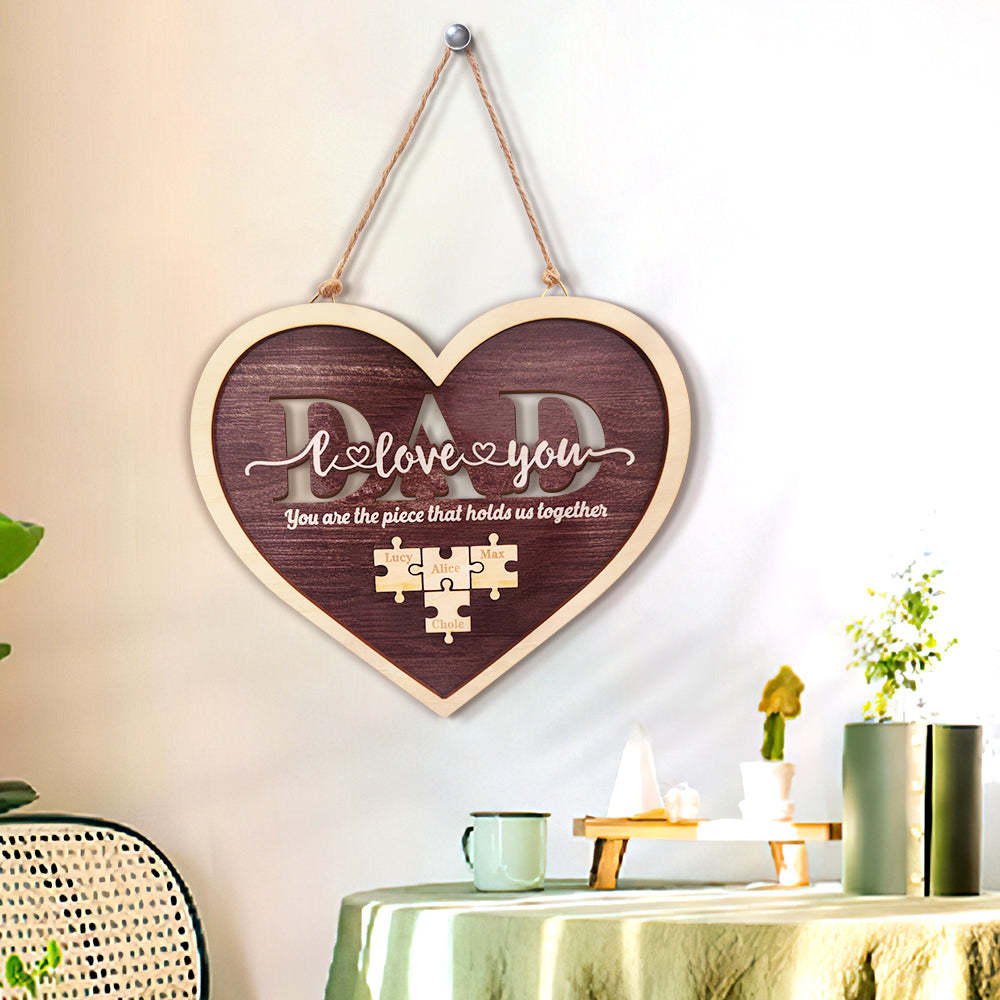 Plaque De Puzzle Personnalisée En Forme De Cœur De Papa Vous Êtes La Pièce Qui Nous Tient Ensemble Cadeau De Fête Des Pères - votrecollierprenomfr
