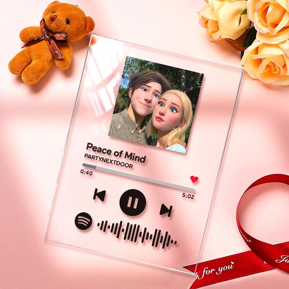 Scannable Spotify Code Comic Filtre Plaque Porte-clés Musique Et Photo Acrylique Cadeaux Pour Couple - votrecollierprenomfr