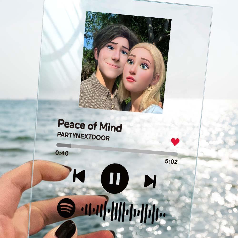 Scannable Spotify Code Comic Filtre Plaque Porte-clés Musique Et Photo Acrylique Cadeaux Pour Couple - votrecollierprenomfr
