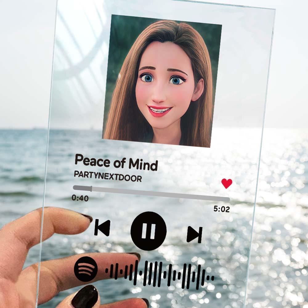 Scannable Spotify Code Comic Filtre Plaque Porte-clés Musique Et Photo Acrylique Cadeaux Pour Bff - votrecollierprenomfr