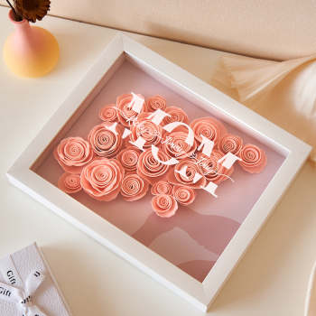 Ornement Gravé Personnalisé Flower Shadow Box Romanic Couple Gifts - votrecollierprenomfr