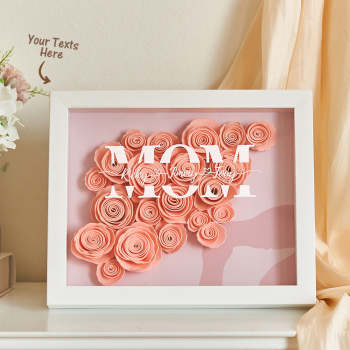 Ornement Gravé Personnalisé Flower Shadow Box Romanic Couple Gifts - votrecollierprenomfr