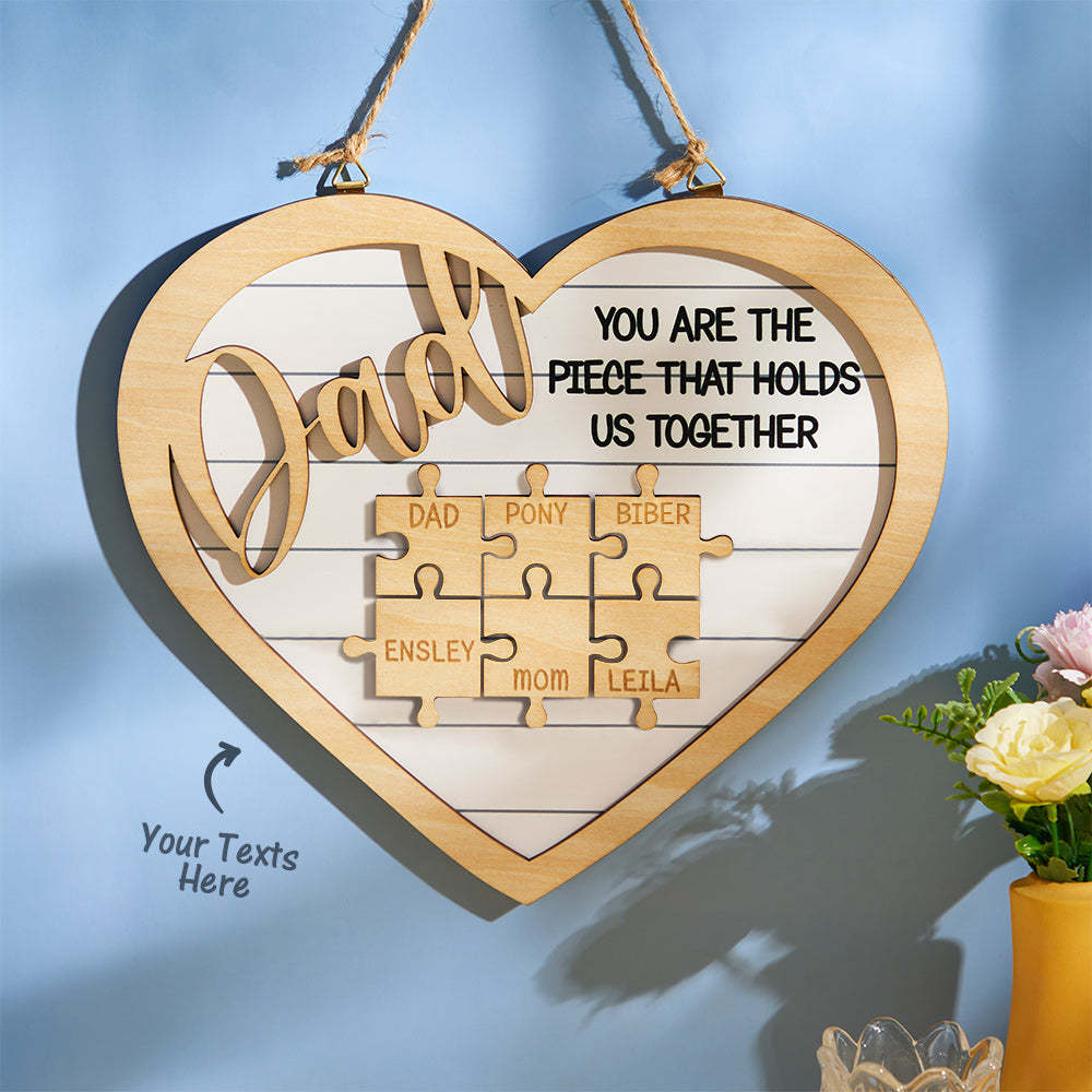 Cadeaux Personnalisés De Pièces De Puzzle En Forme De Coeur D'ornement Gravé Pour Papa - votrecollierprenomfr