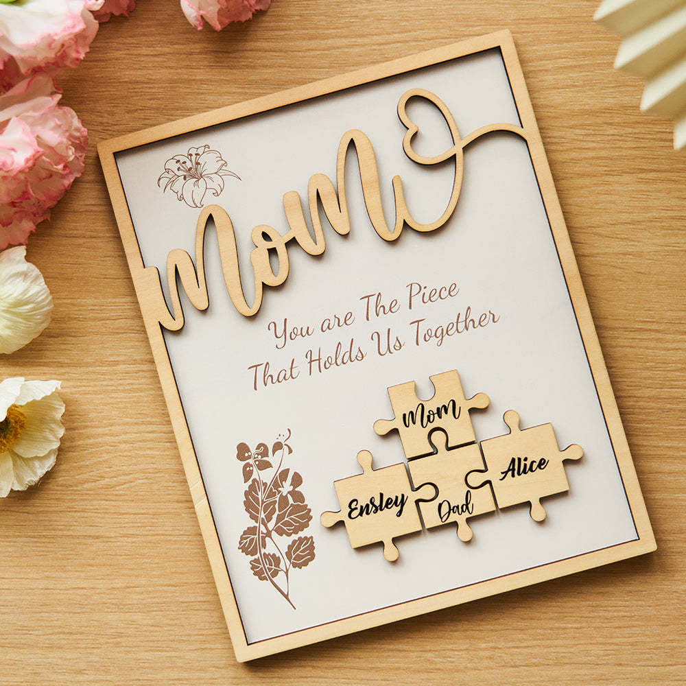 Cadeaux En Bois D'ornement De Puzzle De Nom Personnalisé Pour La Fête Des Mères - votrecollierprenomfr