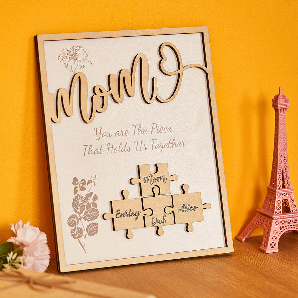 Cadeaux En Bois D'ornement De Puzzle De Nom Personnalisé Pour La Fête Des Mères - votrecollierprenomfr